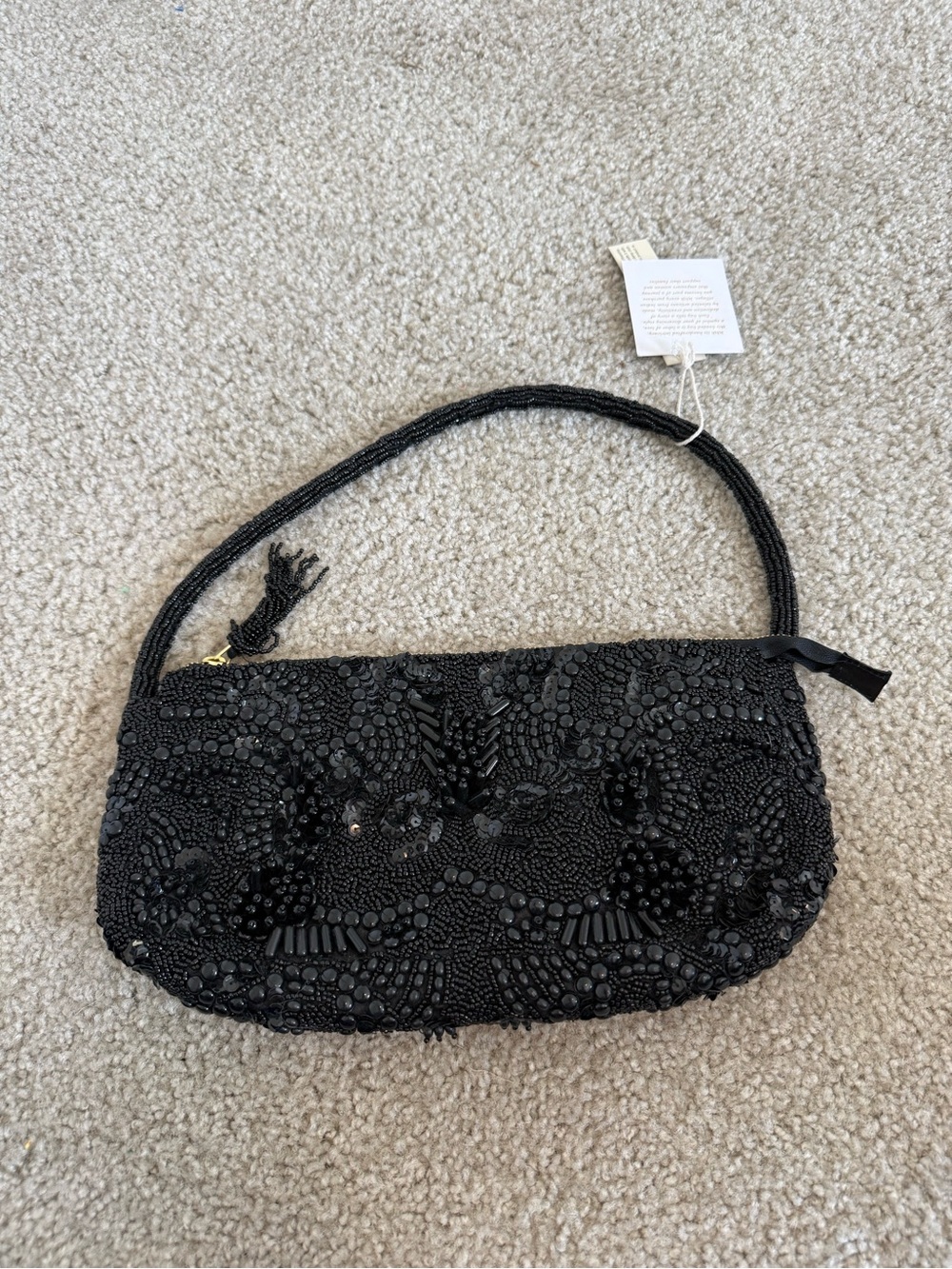 Black Beaded Evening Shoulder Bag